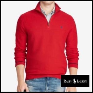 Polo Ralph Lauren Estate Ribbed Cotton 1/4 Zip in Red.
